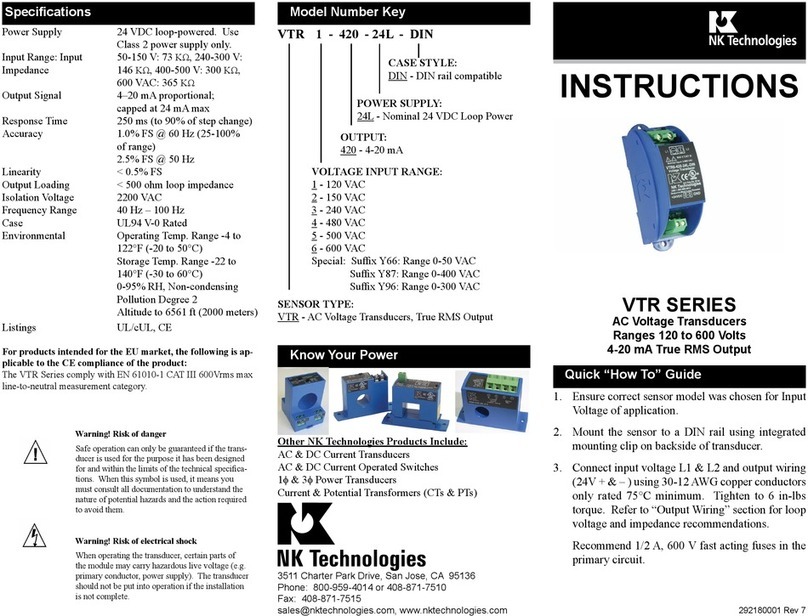 NK TECHNOLOGIES VTR Series User manual