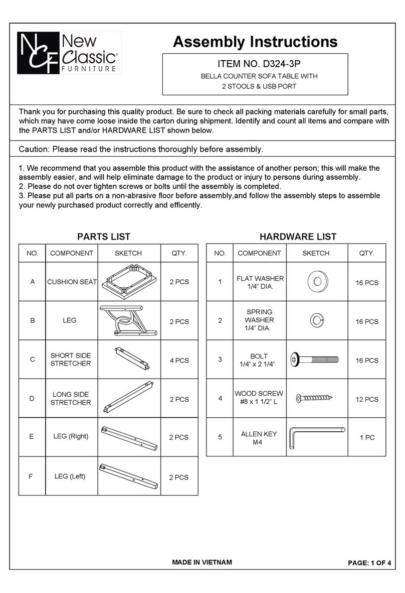 New Classic Furniture BELLA D324-3P Assembly instructions