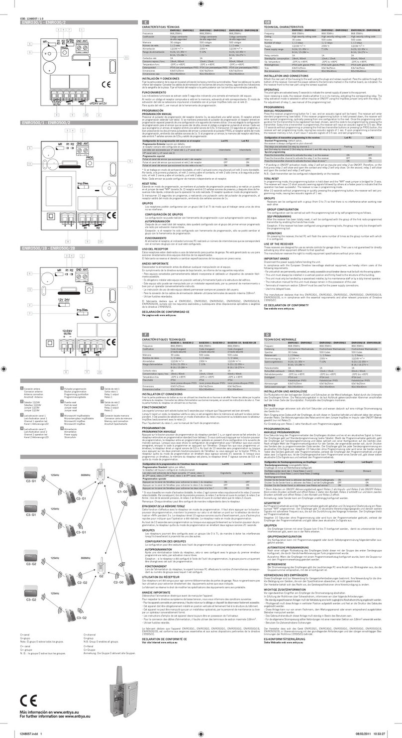 Entrya ENIRO30/1 Guide for installation and connections