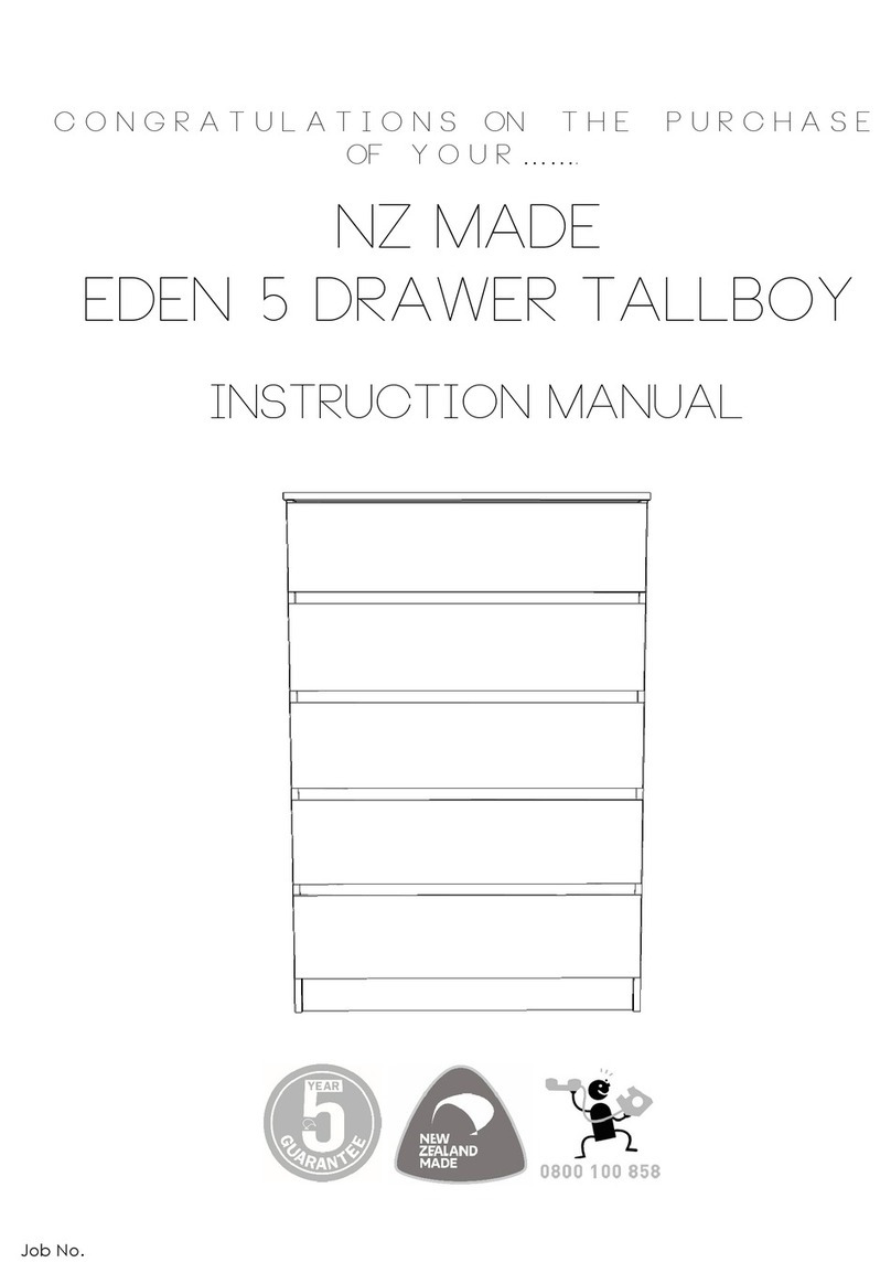 NZ MADE EDEN 5 DRAWER TALLBOY instruction manual