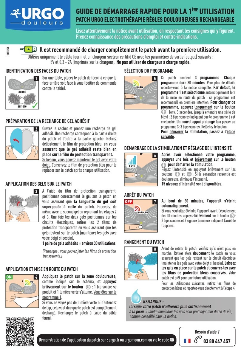 URGO ELECTROTHERAPY PAINFUL PERIODS RECHARGEABLE... quick start guide URGO ELECTROTHERAPY PAINFUL PERIODS RECHARGEABLE... quick start guide