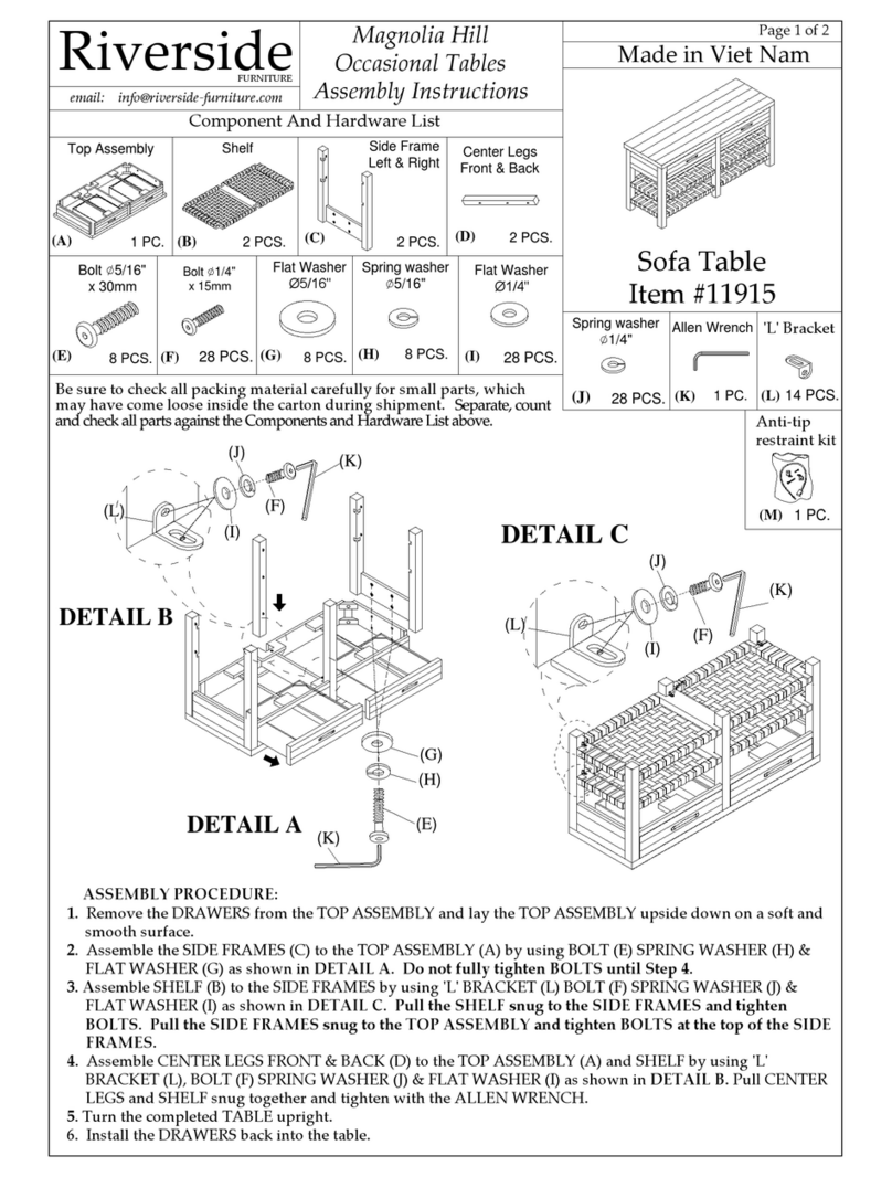 Riverside Furniture Magnolia Hill 11915 Assembly instructions Riverside Furniture Magnolia Hill 11915 Assembly instructions