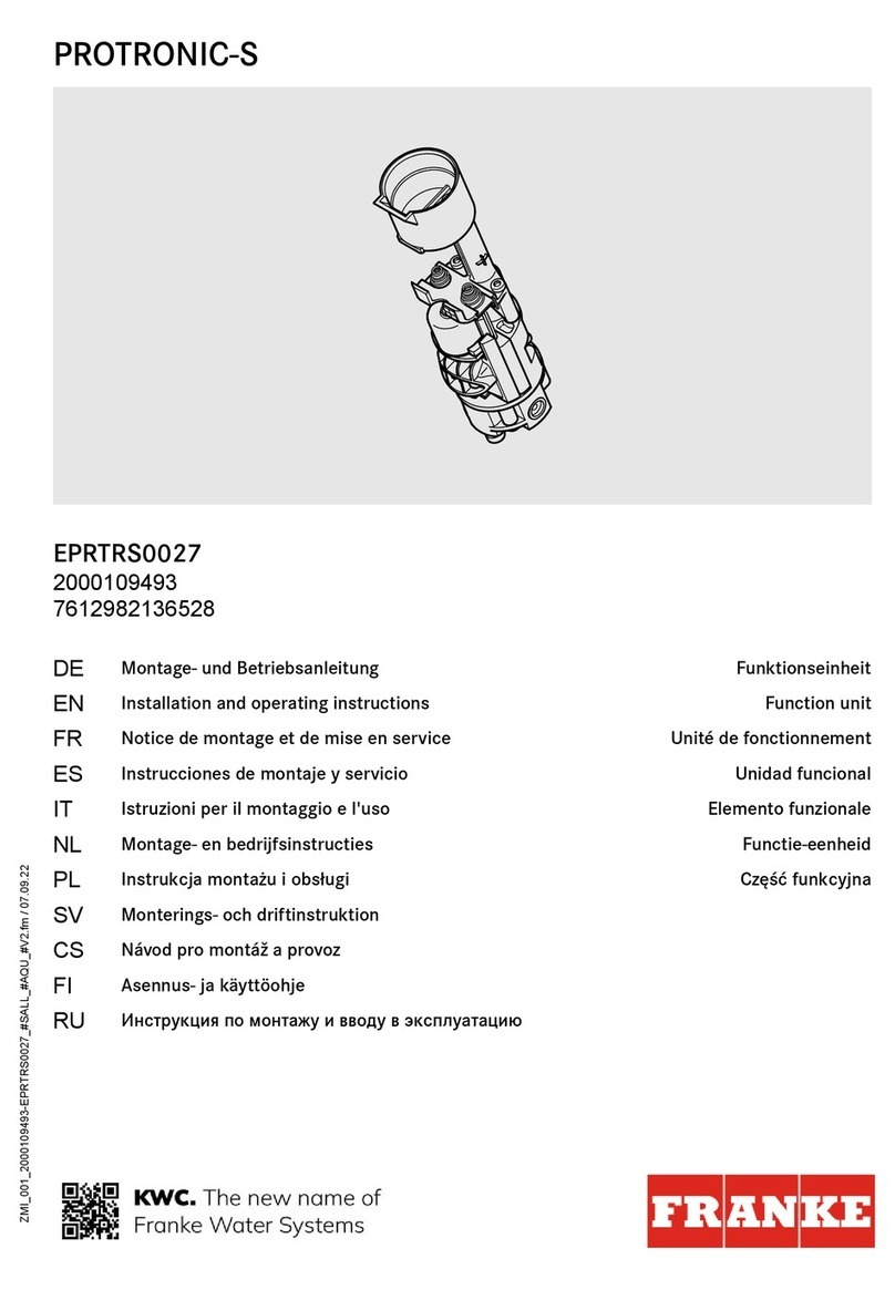 Franke PROTRONIC-S EPRTRS0027 Installation and operating instructions