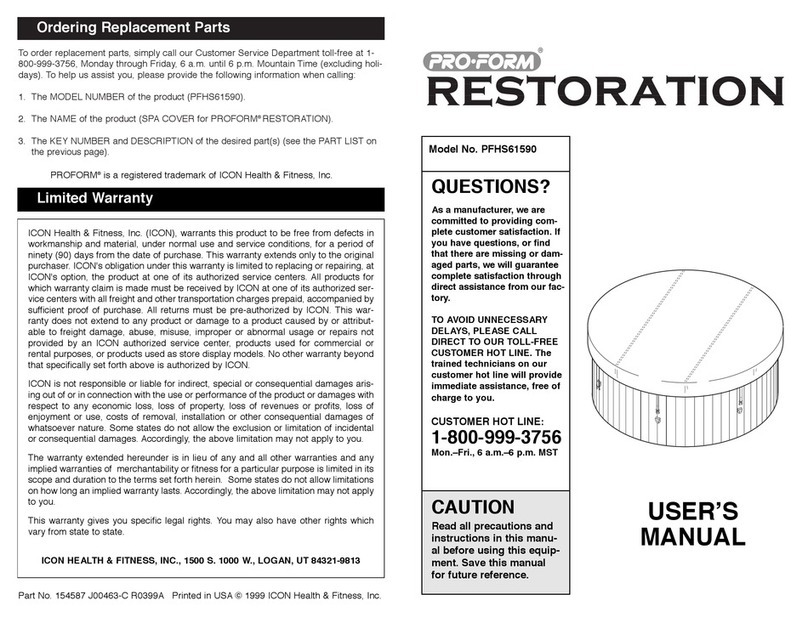 ICON Health & Fitness Pro-Form Restoration PFHS61590 user manual ICON Health & Fitness Pro-Form Restoration PFHS61590 user manual
