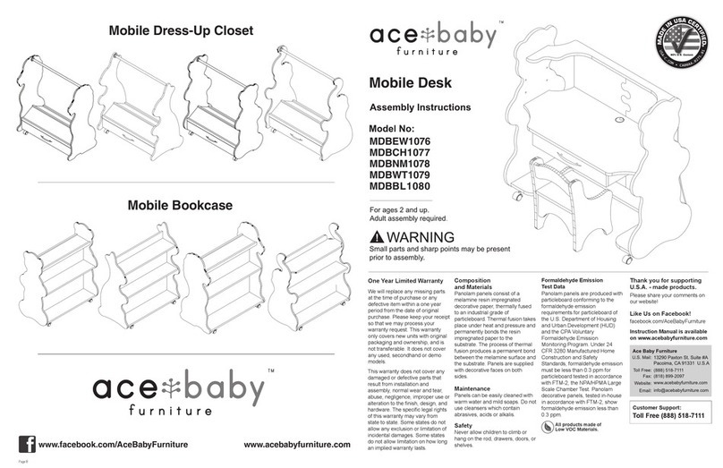 Ace Baby Furniture MDBEW1076 Assembly instructions