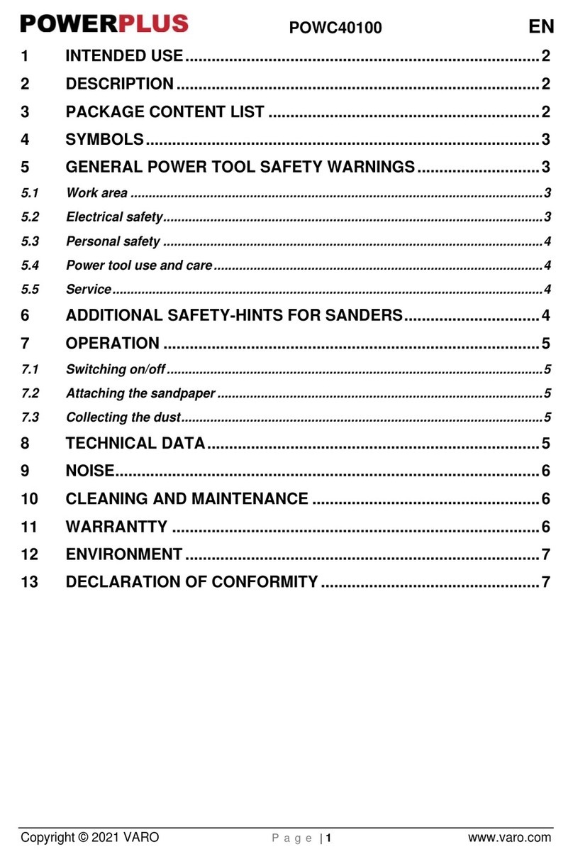 VARO POWERPLUS POWC40100 quick start guide