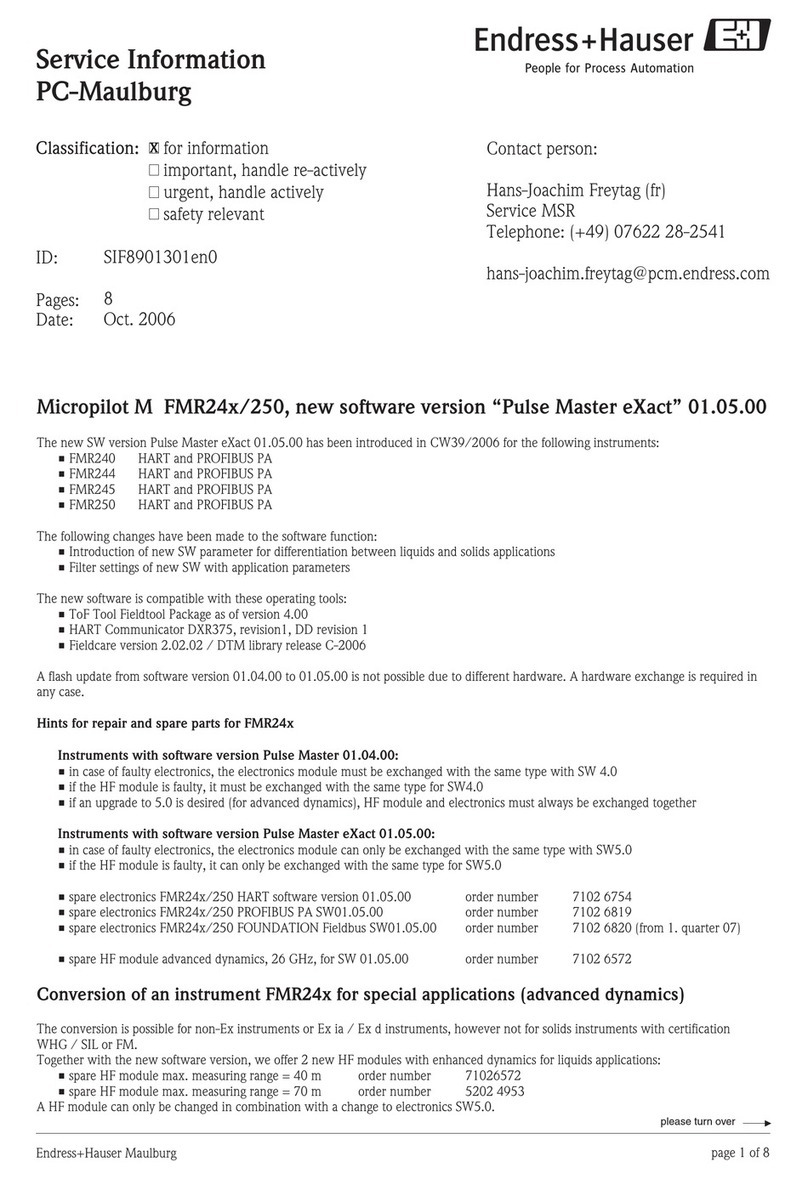 Endress+Hauser Micropilot M FMR240 Service information