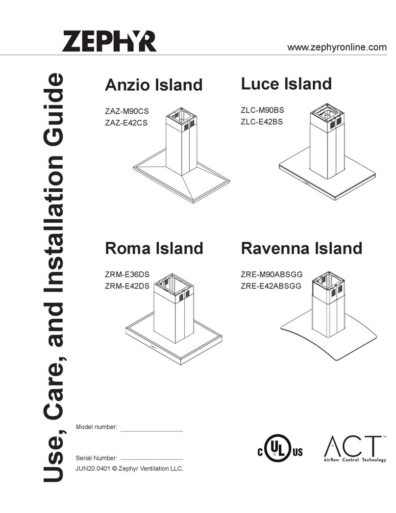 ACT ZEPHYR Anzio Island ZAZ-M90CS Use, care and installation guide