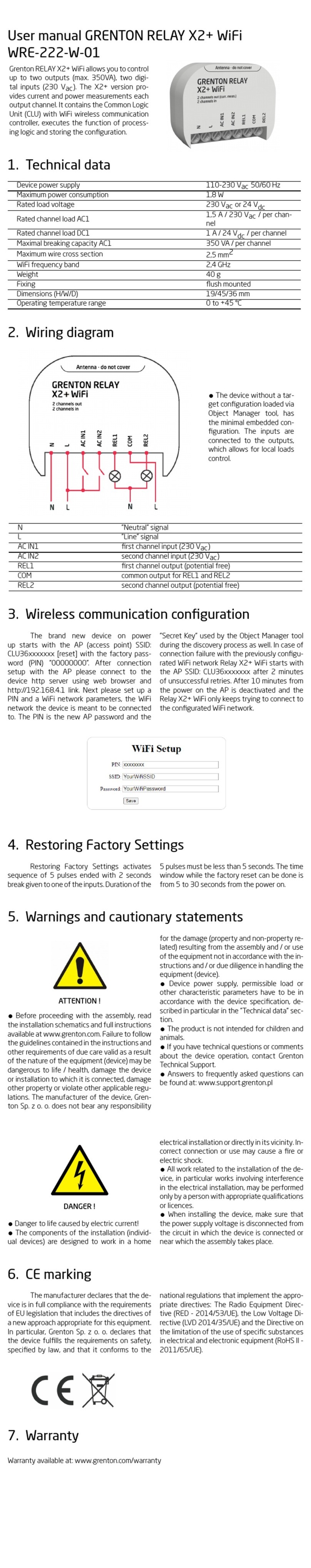 Grenton WRE-222-W-01 User manual