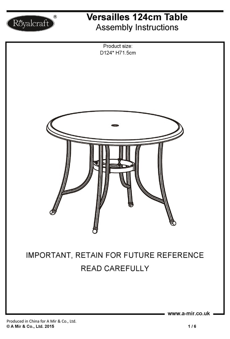 Royalcraft Versailles 124cm Table Assembly instructions