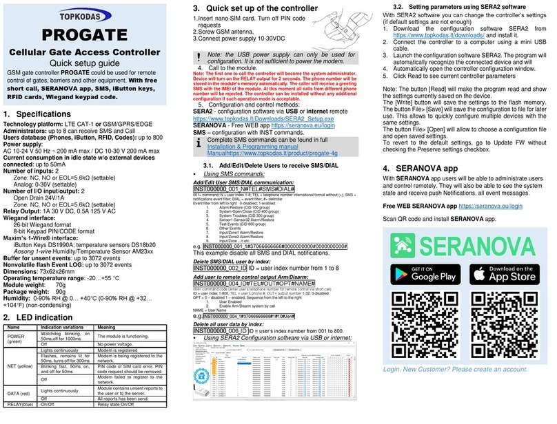 Topkodas PROGATE Quick setup guide