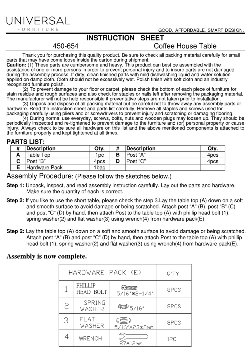Universal Furniture 450-654 instruction sheet