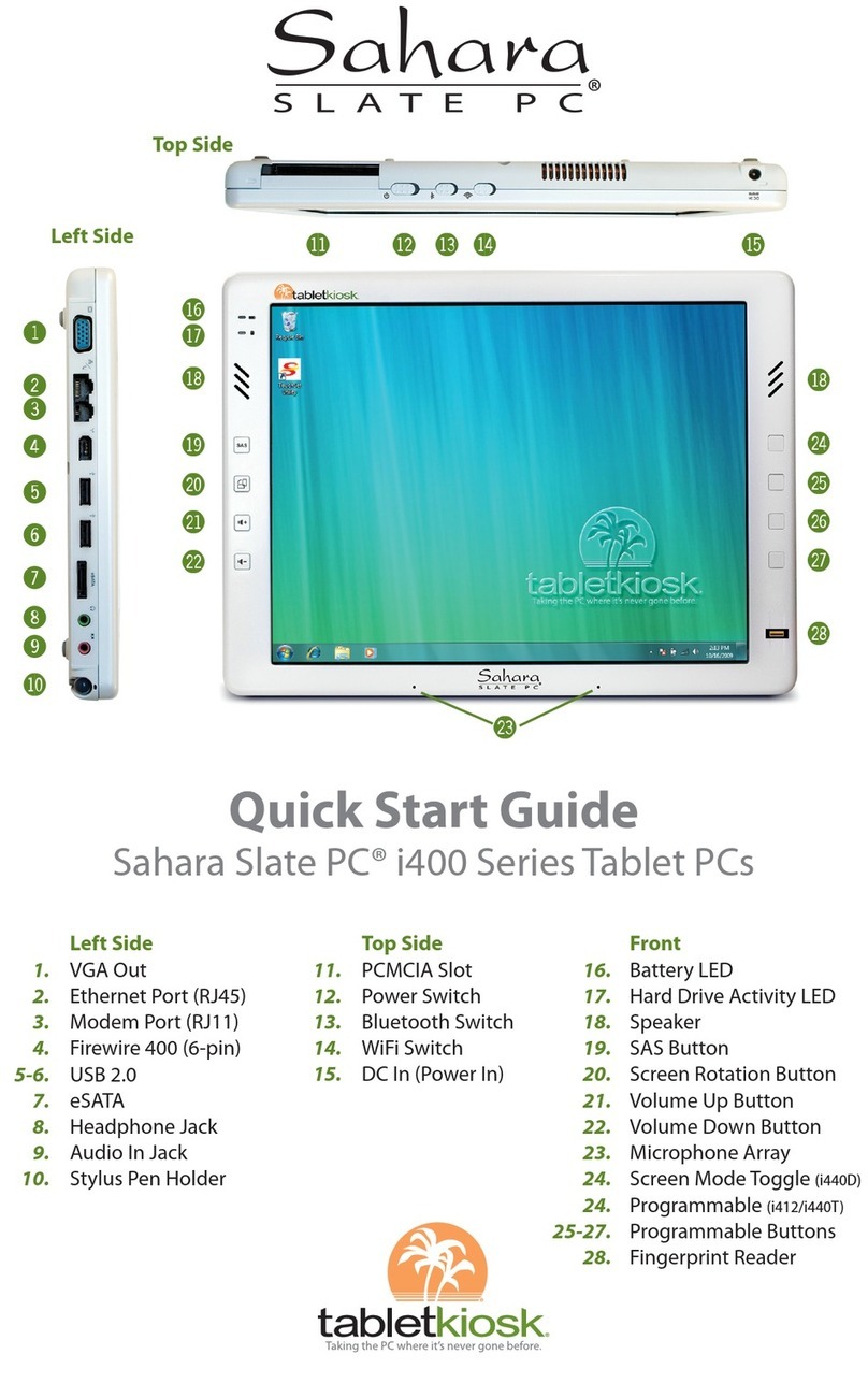 TabletKiosk Sahara Slate PC i400 Series quick start guide