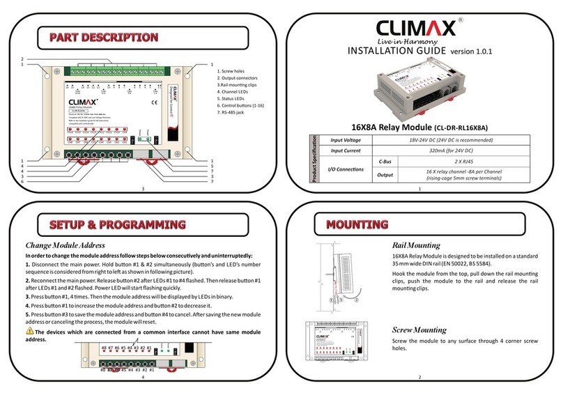 Climax CL-DR-RL16X8A installation guide Climax CL-DR-RL16X8A installation guide