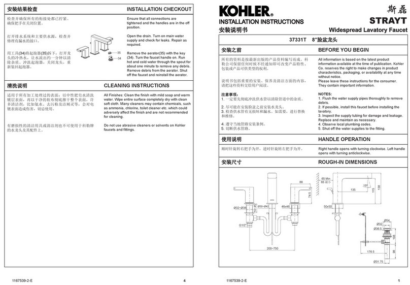 Kohler STRAYT 37331T User manual