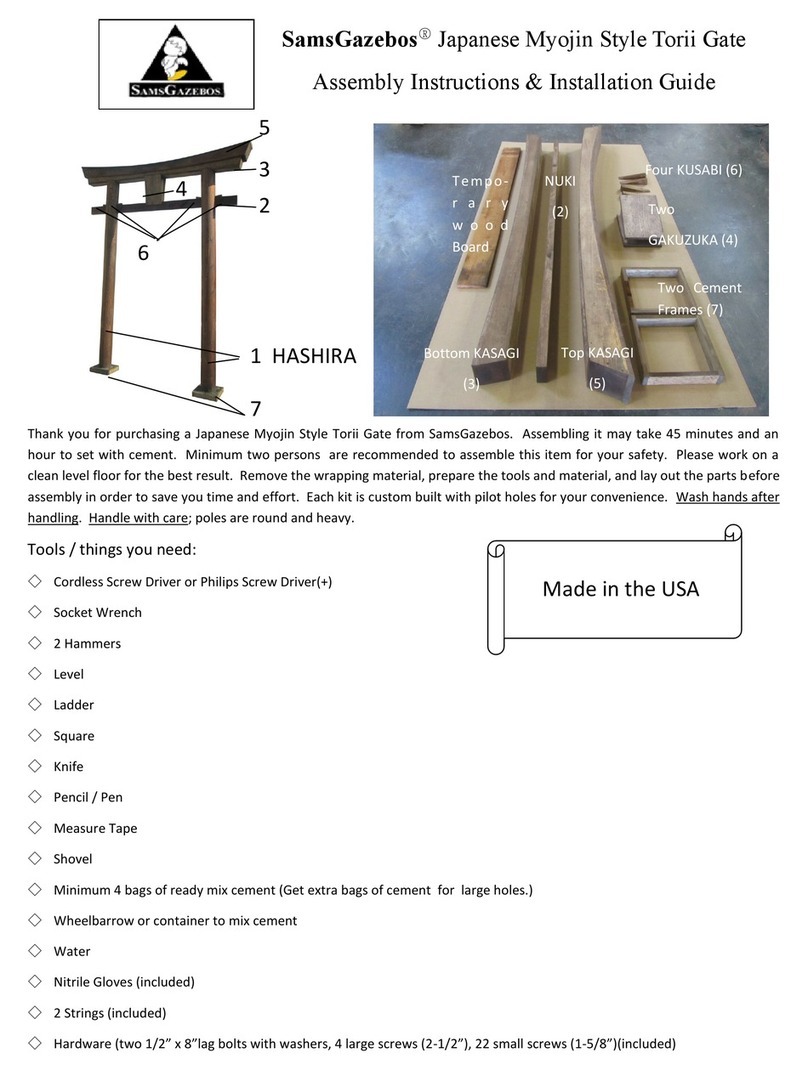 SAMSGAZEBOS Japanese Myojin Style Torii Gate Assembly and installation guide