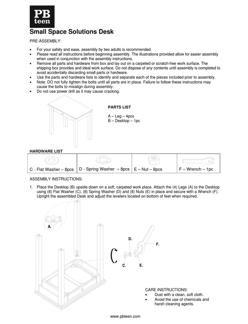 PB TEEN Small Space Solutions Desk User manual PB TEEN Small Space Solutions Desk User manual