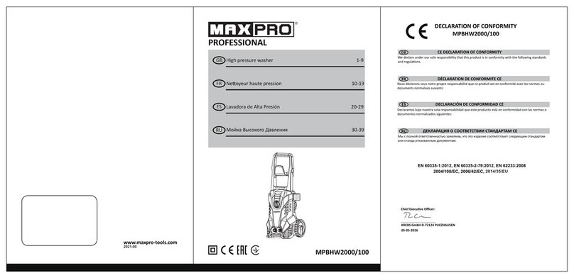 MaxPro PROFESSIONAL MPBHW2000/100 user manual
