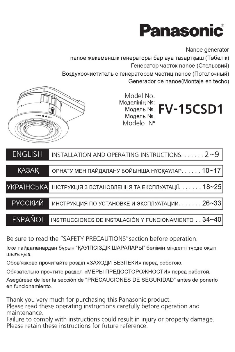 Panasonic FV-15CSD1 Installation and operating instructions