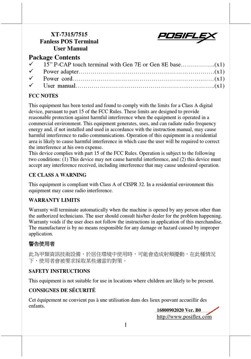 POSIFLEX XT-7315 User manual POSIFLEX XT-7315 User manual