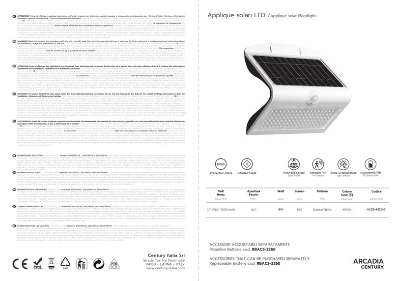 ARCADIA CENTURY Applique ACSB-681240 manual ARCADIA CENTURY Applique ACSB-681240 manual