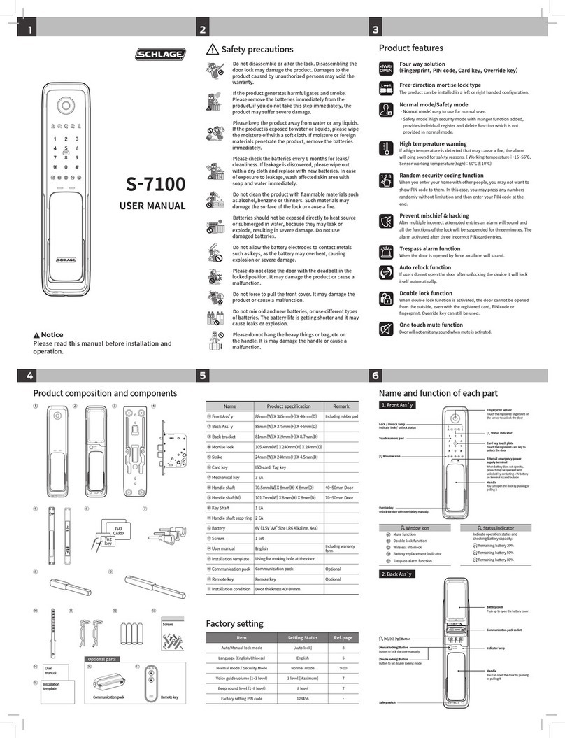 Schlage S-7100 user manual