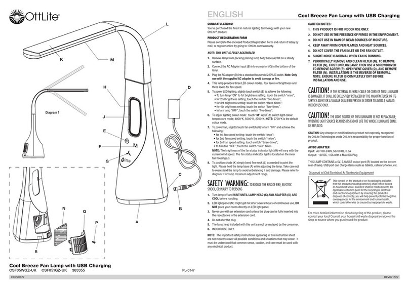 OttLite CSF05WGZ-UK quick start guide