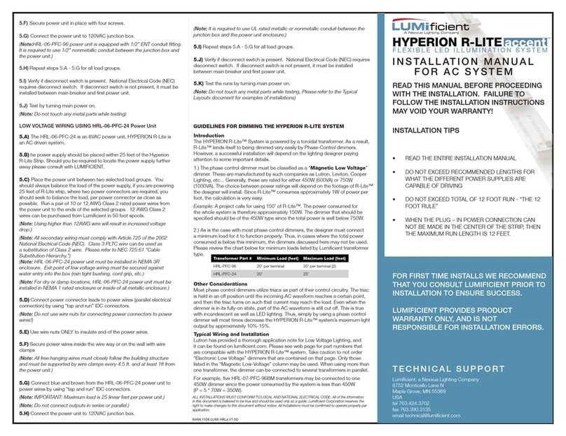 Nexxus Lighting LUMificient HYPERION R-LITE accent installation manual