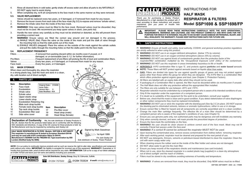 Sealey SSP1698 instructions
