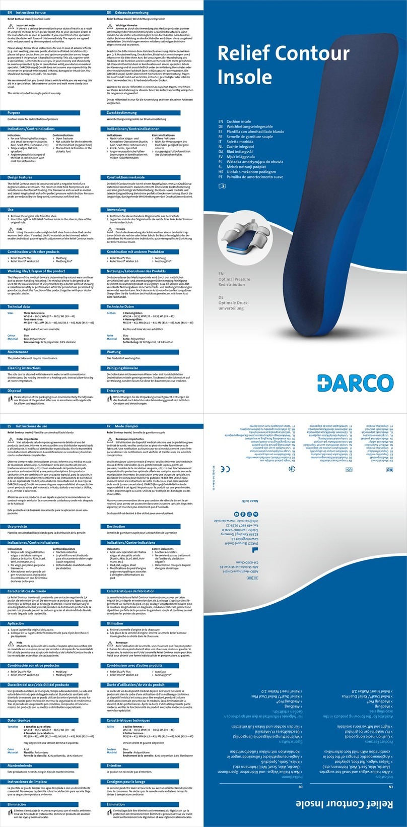 Darco Relief Contour Insole Instructions for use