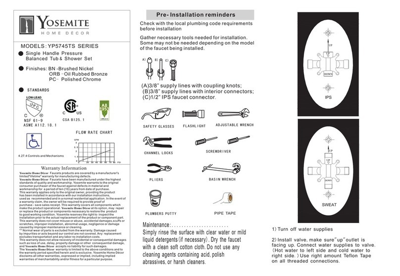 Yosemite Home Decor YP5745TS Series installation instructions Yosemite Home Decor YP5745TS Series installation instructions