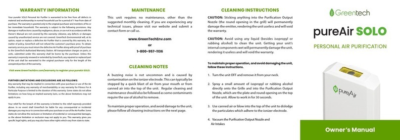 GreenTech pureAir Solo owner's manual