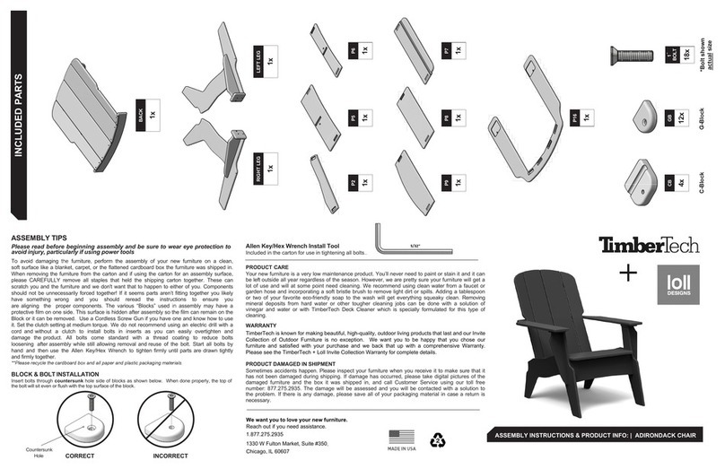 Loll Designs TimberTech ADIRONDACK Assembly instructions