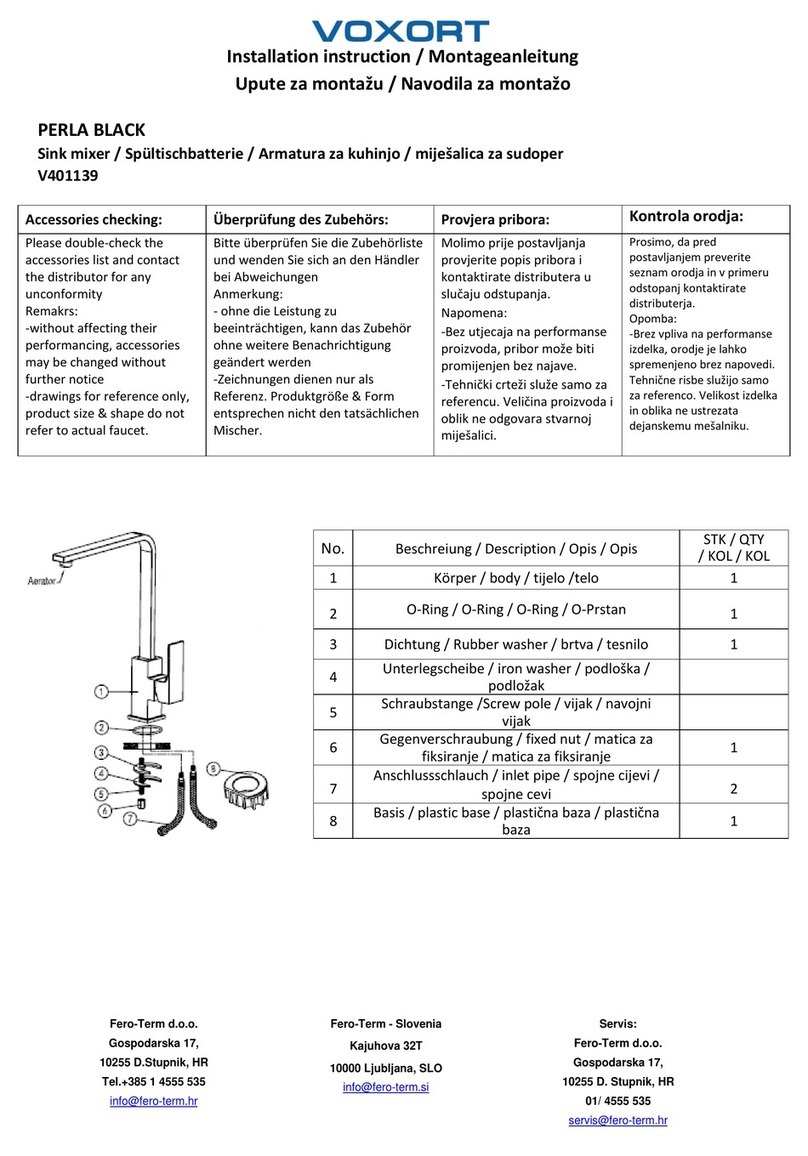 VOXORT PERLA BLACK V401139 Installation instruction