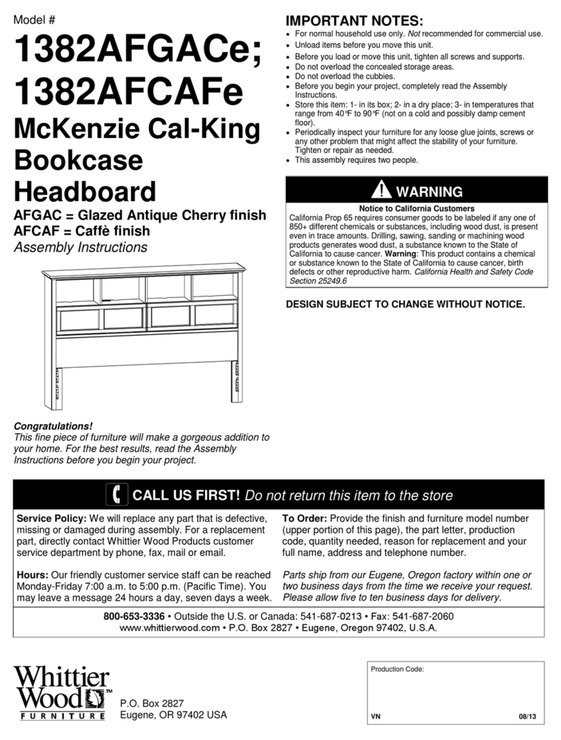 Whittier Wood Furniture 1382AFGACe manual Whittier Wood Furniture 1382AFGACe manual