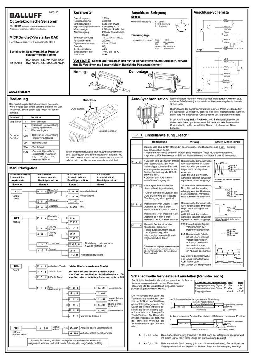 Balluff MICROmote BAE SA-OH-044-PP-DV02-SA15 instructions