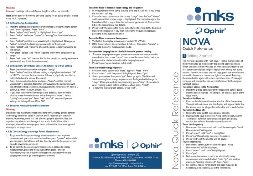 MKS Ophir Nova User manual