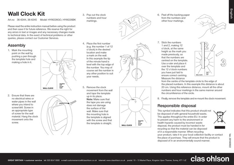 Clas Ohlson HYW226GO Assembly instructions