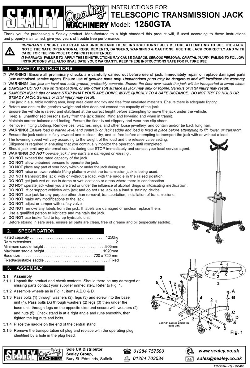 Sealey 1250GTA User manual