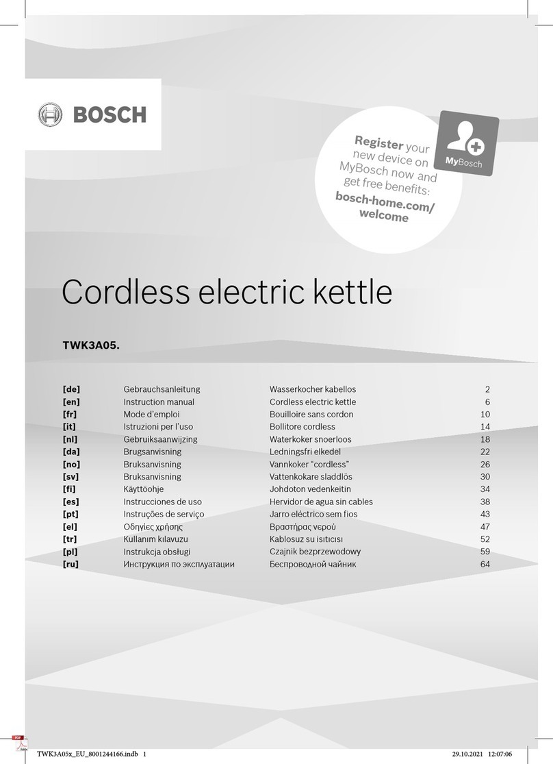 Bosch TWK 3A05 Series User manual Bosch TWK 3A05 Series User manual