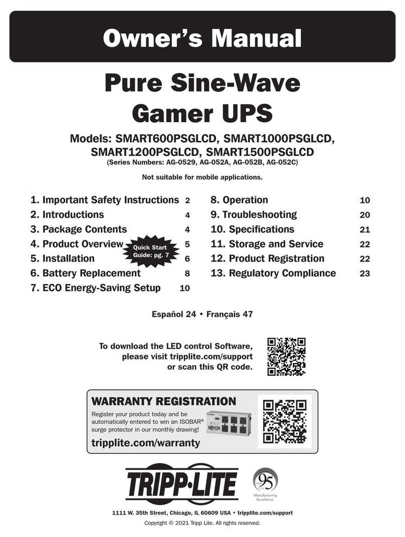 Tripp Lite SMART600PSGLCD User manual