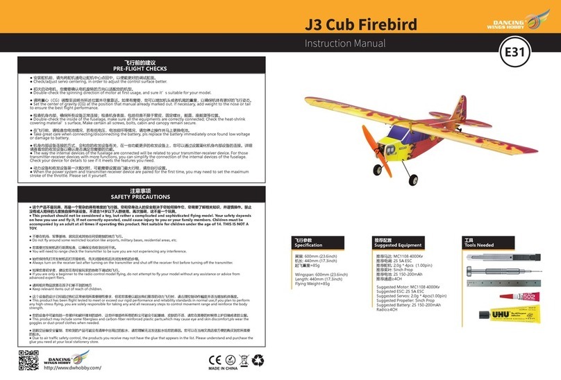 Dancing Wings Hobby J3 Cub Firebird instruction manual