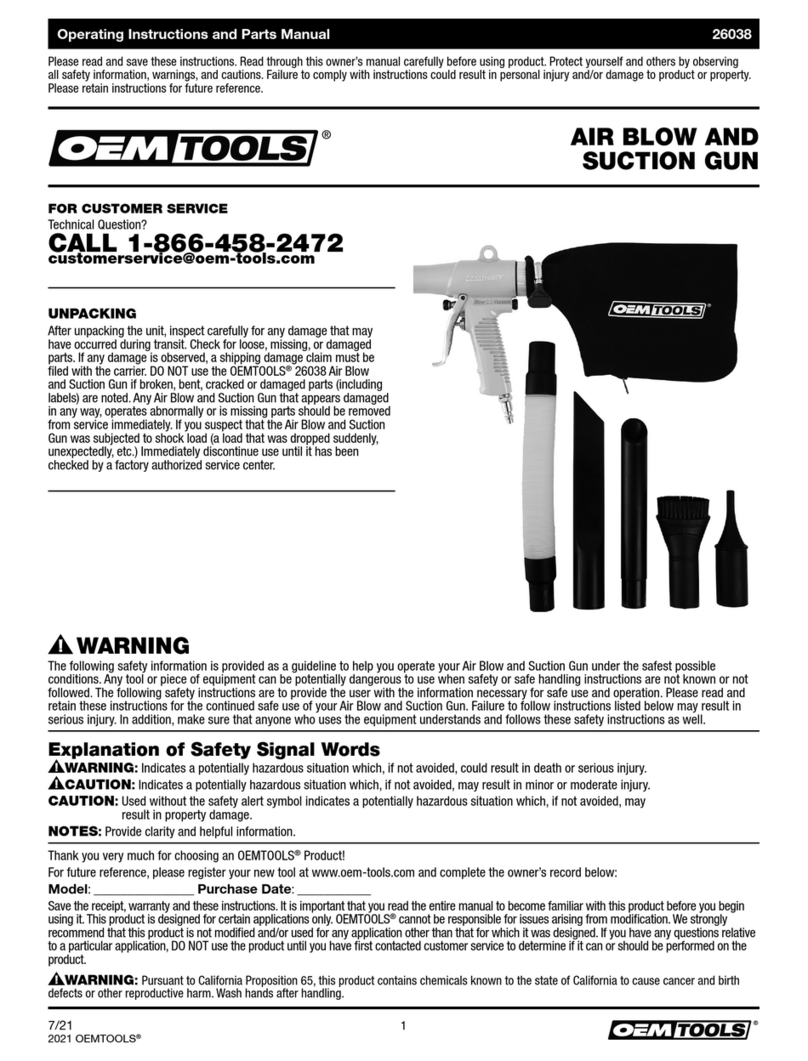 OEM Tools 26038 Operating instructions and parts manual