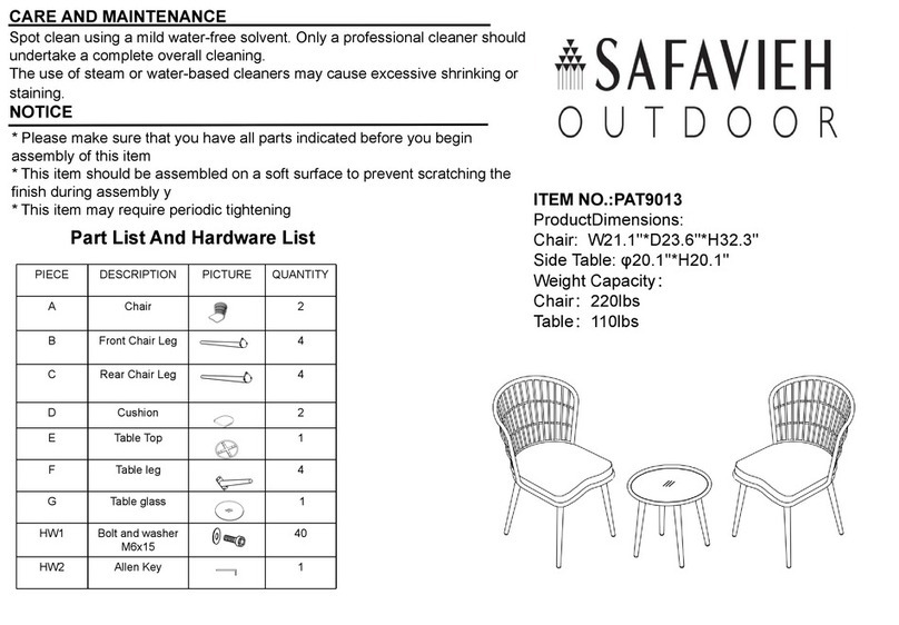 Safavieh Outdoor Prenza PAT9013 quick start guide