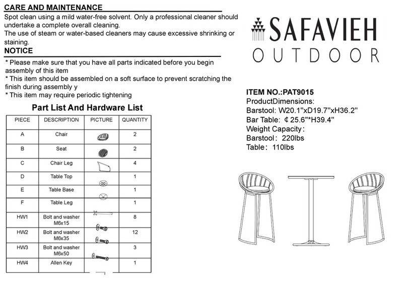 Safavieh Outdoor Lersa PAT9015 quick start guide Safavieh Outdoor Lersa PAT9015 quick start guide