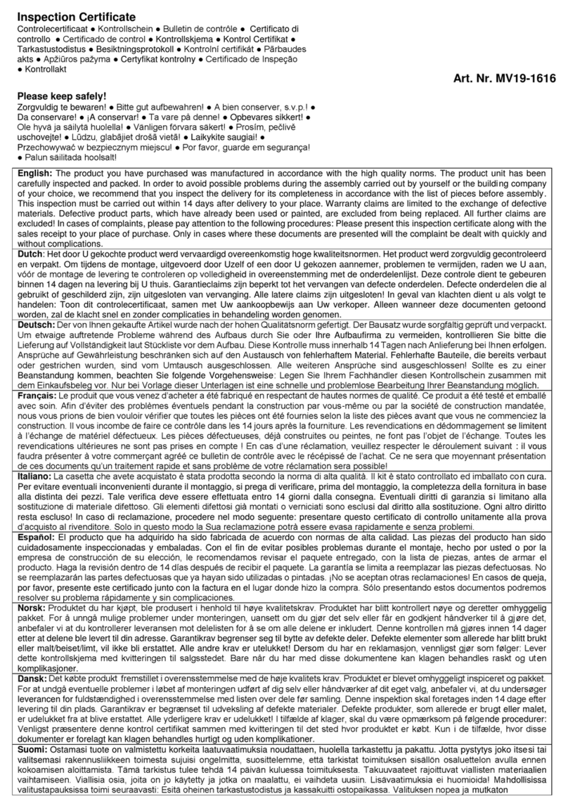Palmako ARENERO MV19-1616 User manual