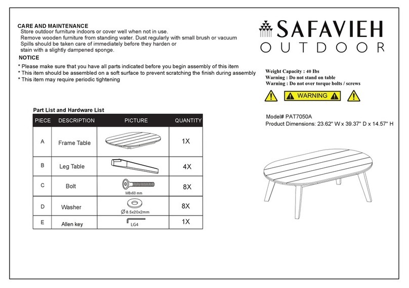 Safavieh Outdoor Deacon PAT7050A quick start guide Safavieh Outdoor Deacon PAT7050A quick start guide