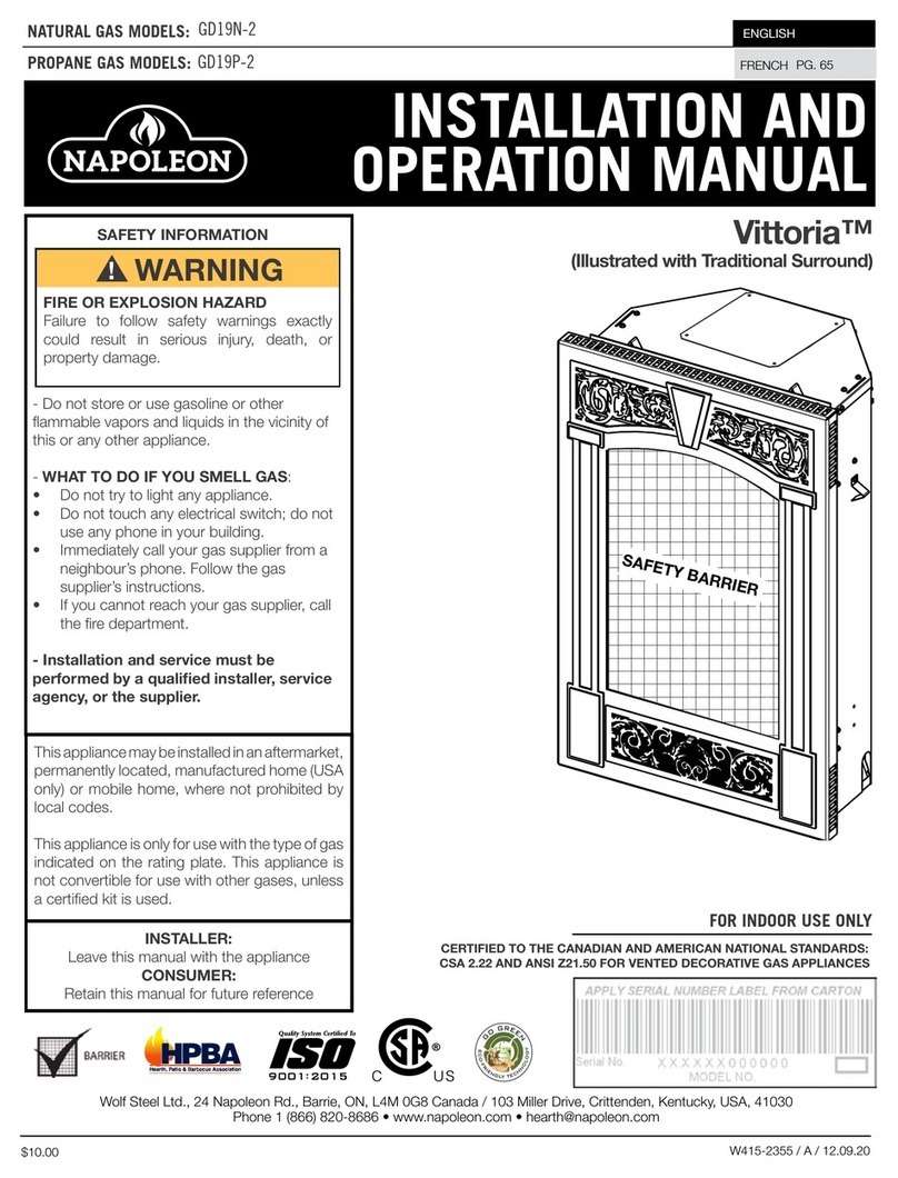 Napoleon Vittoria GD19P-2 Installation and operation manual