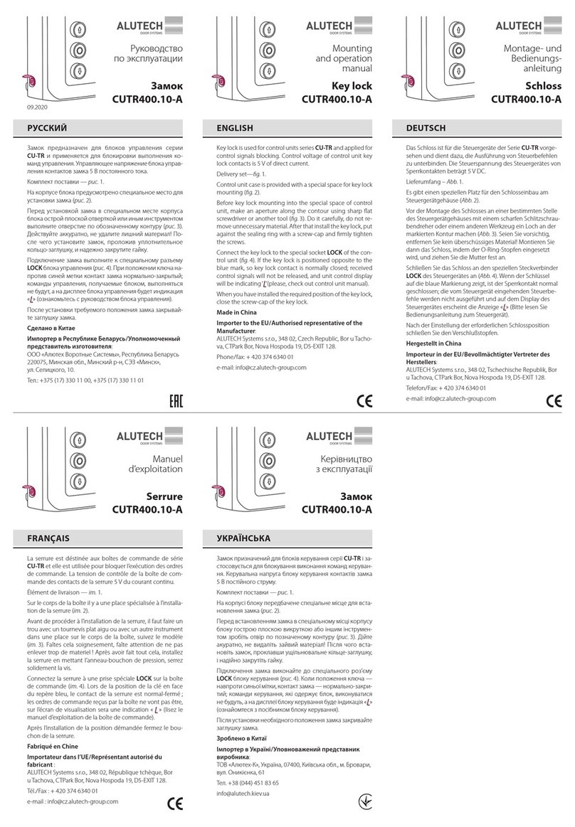 Alutech CUTR400.10-A Mounting and operation manual