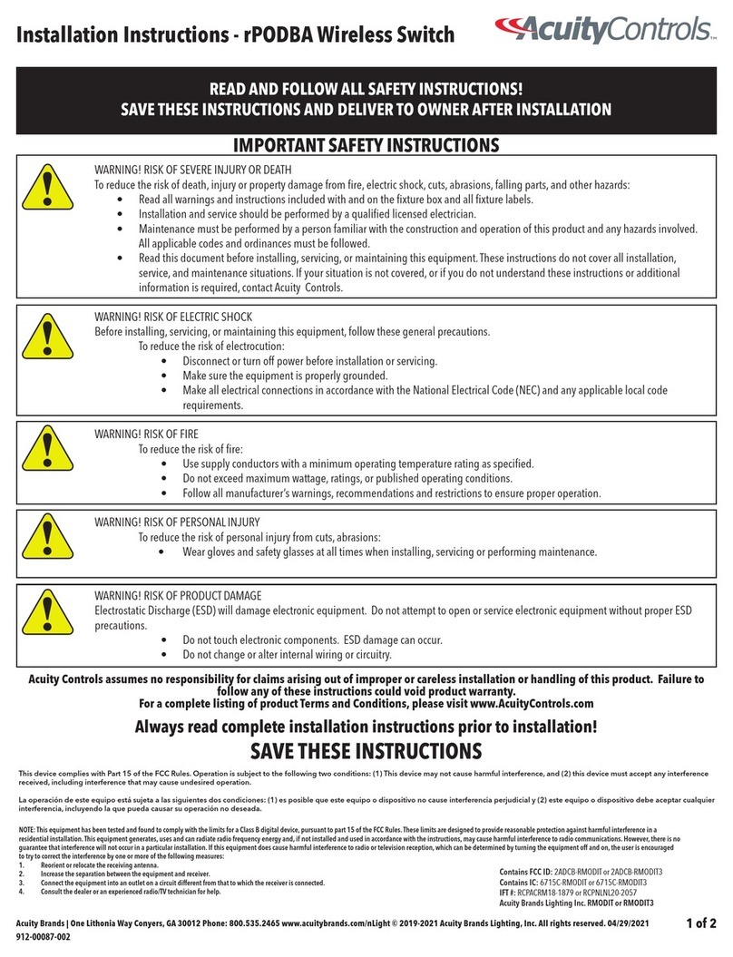 Acuity Controls rPODBA Series User manual